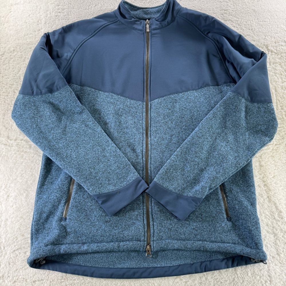 Peter Millar Crown Sport Full Zip Fleece Sweatshirt Work Preppy Blue Large Clean